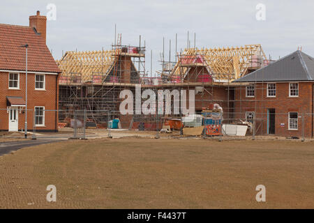 New Housing, new Homes. Development on a greenfield site. Stalham. Norfolk. East Anglia. England. UK. 2015 Stock Photo