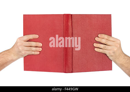 Opened book in hands Stock Photo