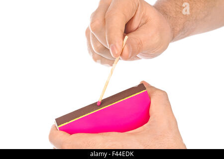 Hand with matches Stock Photo