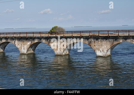 The original, historic 'Overseas Railroad' bridges in the Florida Keys built by Henry Flagler in the early 1900s Stock Photo