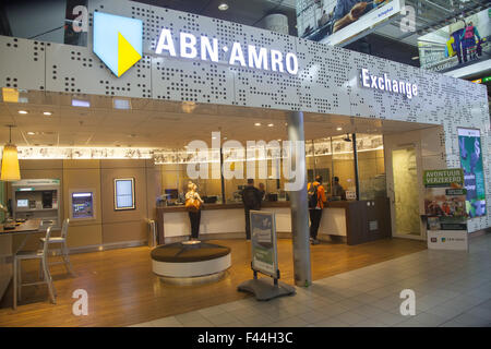 Currency exchange inside Shiphol International Airport in Amsterdam, Netherlands Stock Photo