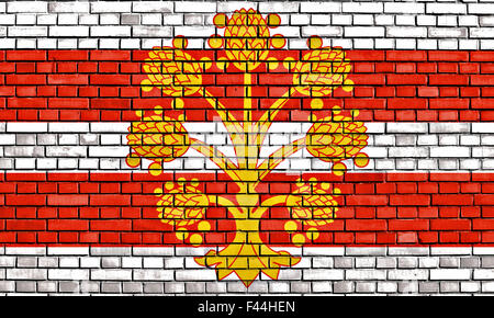 flag of Westmorland painted on brick wall Stock Photo