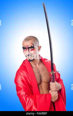Man with sword isolated on white Stock Photo
