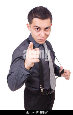 A young man wearing suit isolated on white Stock Photo
