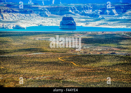 Lone Rock in Lake Powell Utah Stock Photo