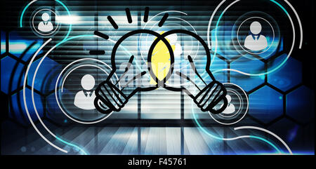 Composite image of linking light bulbs Stock Photo