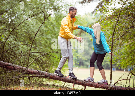 Friends having fun on a hike Stock Photo