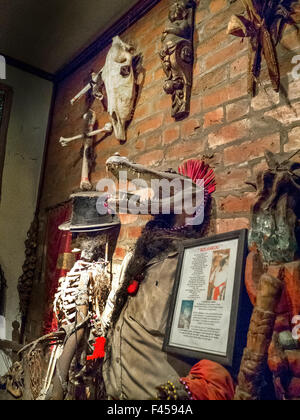 An alligator headed re-creation of the rougarou is exhinited at the Voodoo Museum in New Orleans. The rougarou is a legendary creature in French communities linked to European notions of the werewolf. Stock Photo
