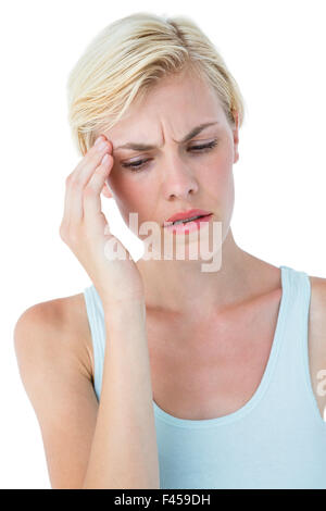 Attractive woman having headache Stock Photo - Alamy
