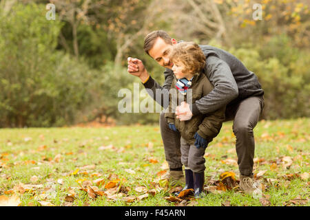 Father and son in the countryside Stock Photo