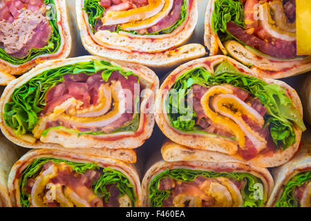 Fresh tortilla wraps with vegetables Stock Photo