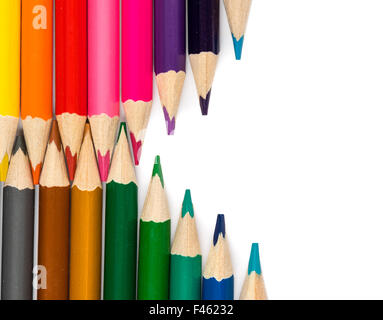 pencils with tips in zigzag composition Stock Photo
