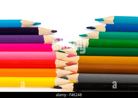 pencils with tips in zigzag composition Stock Photo