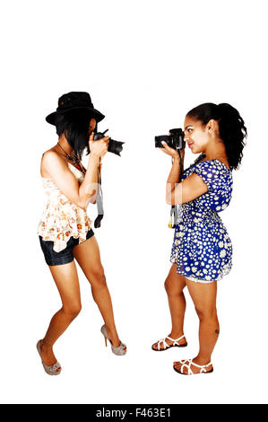 Girls taking pictures. Stock Photo