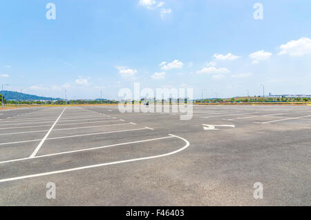 Empty parking lot with blue skies Stock Photo