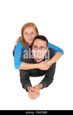 Couple lying on floor. Stock Photo