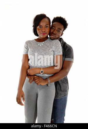 Lovely black couple standing. Stock Photo