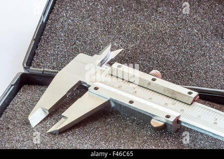 dial vernier calipers macro isolated on white background Stock Photo ...