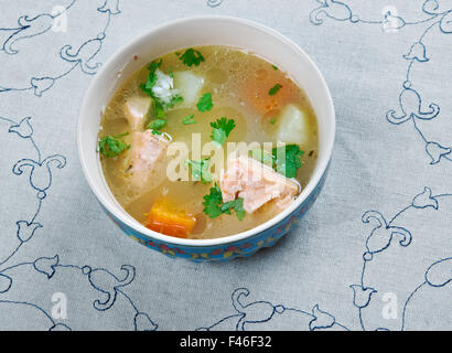 balik shurpa -  Uzbek fish soup. Stock Photo