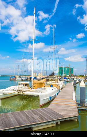 Yachts and boats in Danga Bay marina of Johor, Malaysia Stock Photo