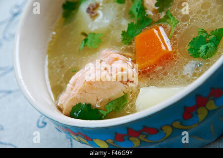 balik shurpa -  Uzbek fish soup. Stock Photo