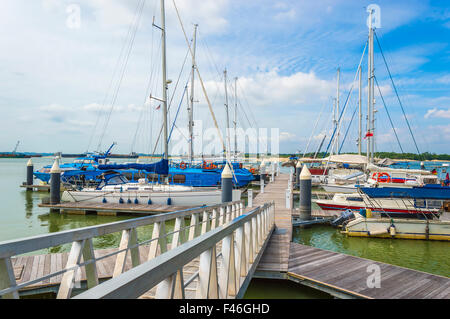 Yachts and boats in Danga Bay marina of Johor, Malaysia Stock Photo