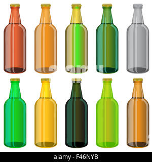 Set of Colorful Beer Glass Bottles Stock Photo