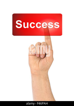 Hand and button Success Stock Photo