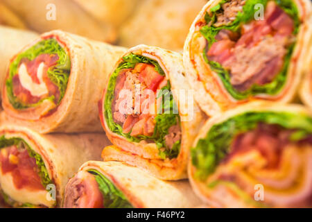 Fresh tortilla wraps with vegetables Stock Photo