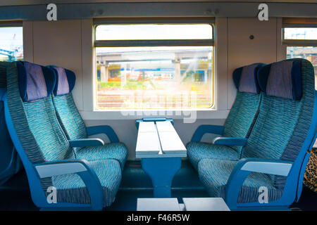 Seats in modern train Stock Photo