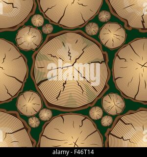 Seamless Pattern with Tree Rings. Vector background Stock Vector