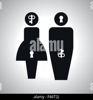 Abstract Creative concept vector unusual lovely couple silhouette of a man and a woman. For Web and Mobile Applications, Illustr Stock Vector