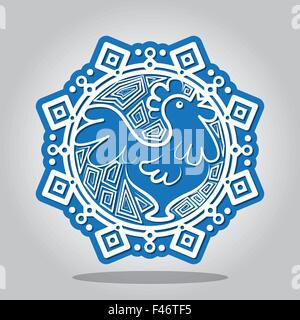 Snowflake with a contour of the Rooster on the Chinese zodiac signs. A card for New year and the invitation to a holiday. Vector Stock Vector