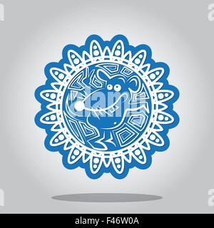 Snowflake with a contour of the Rat on the Chinese zodiac signs. A card for New year and the invitation to a holiday. Vector ill Stock Vector