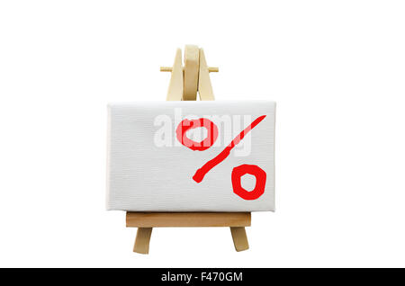 Easel with a percent sign Stock Photo