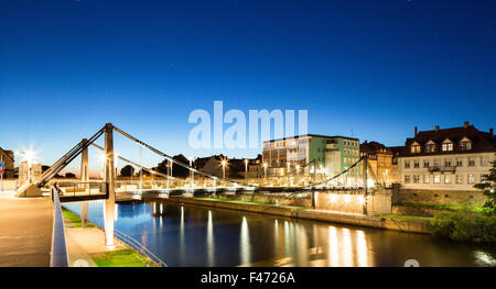 Chain bridge over Rhine–Main–Danube Canal, Bamberg, Upper Franconia, Bavaria, Germany Stock Photo