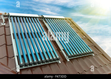 Vacuum solar water heating system Stock Photo