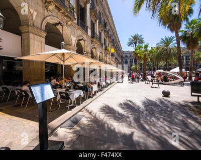 Restaurant, Placa Reial, Gothic Quarter, Barcelona, Catalonia, Spain Stock Photo