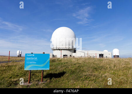 National Air Traffic Services Radar Station on the Summit of Great Dun Fell Cumbria UK Stock Photo