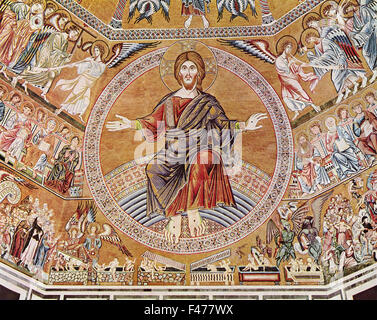 5782. Scene from the mosaic ceiling of the baptistery of San Giovanni, Florence. Jesus and the Last Judgement. C. 12th. C. Stock Photo
