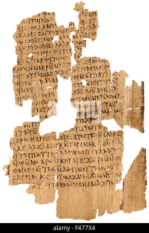 5796. Letters of Paul, papyrus containing the apocryphal acts of Paul in Coptic. Stock Photo