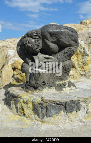 Sculpture of volcanic rock, on Vulcano Island, Aeolian Islands, Sicily, Italy, Europe, Stock Photo