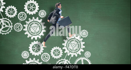 Composite image of leaping businessman Stock Photo