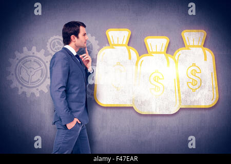 Composite image of thinking businessman Stock Photo