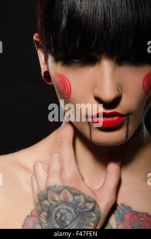 portrait of young tattooed women Stock Photo
