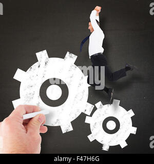Composite image of jumping businessman Stock Photo