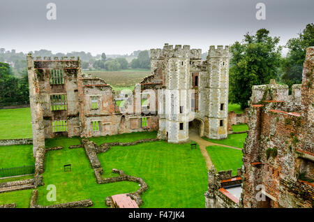 The ruins of the 16th century Cowdray House. Largely destroyed by fire in 1793. Midhurst, West Sussex, England. Stock Photo