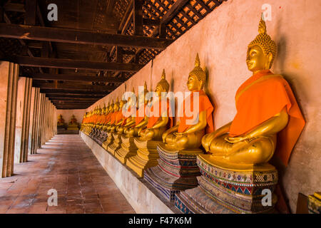 The main hall of Wat Putthaisawan with golden Buddha statue in Ayutthaya Thailand Stock Photo
