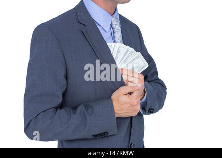 businessman holding bribe Stock Photo