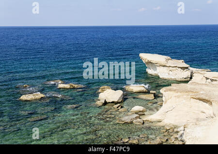 Rocky Coastline on Gozo, Malta, Gozo, Malta, South Europe, Mediterranean Sea Stock Photo